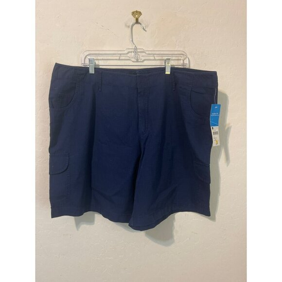 NWT Sz 20W Relativity Women 100% Cotton Navy Shorts Flap Pockets - Picture 1 of 7